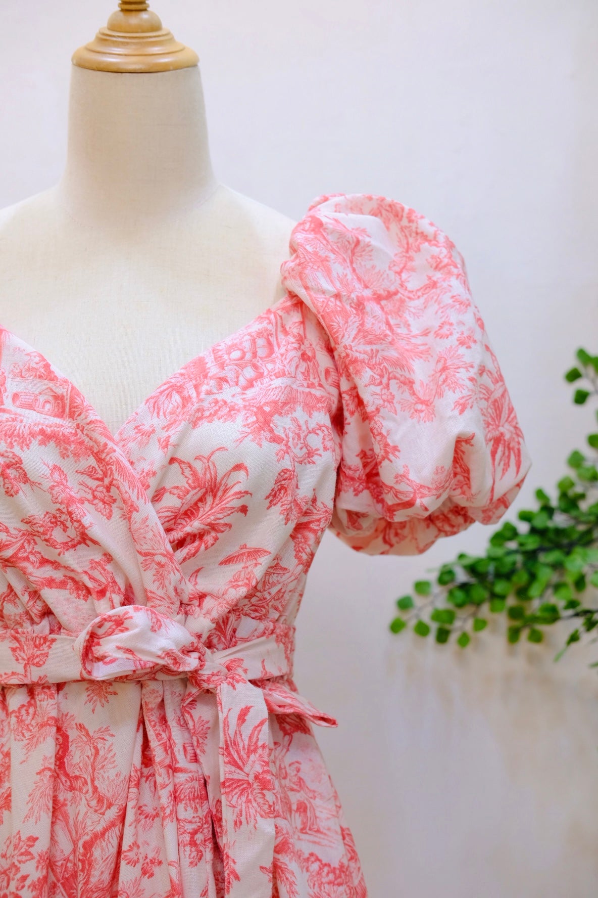 x. Handsewn Scarlet Dress - Toile & Geometric Prints
