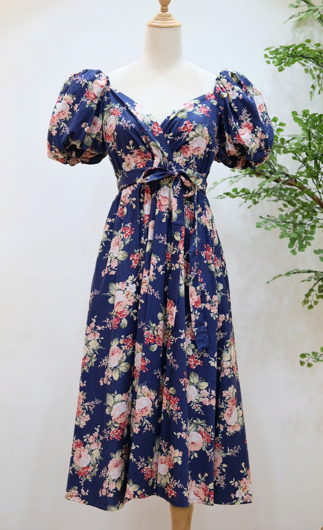 x. Handsewn Scarlet Dress - Floral Prints