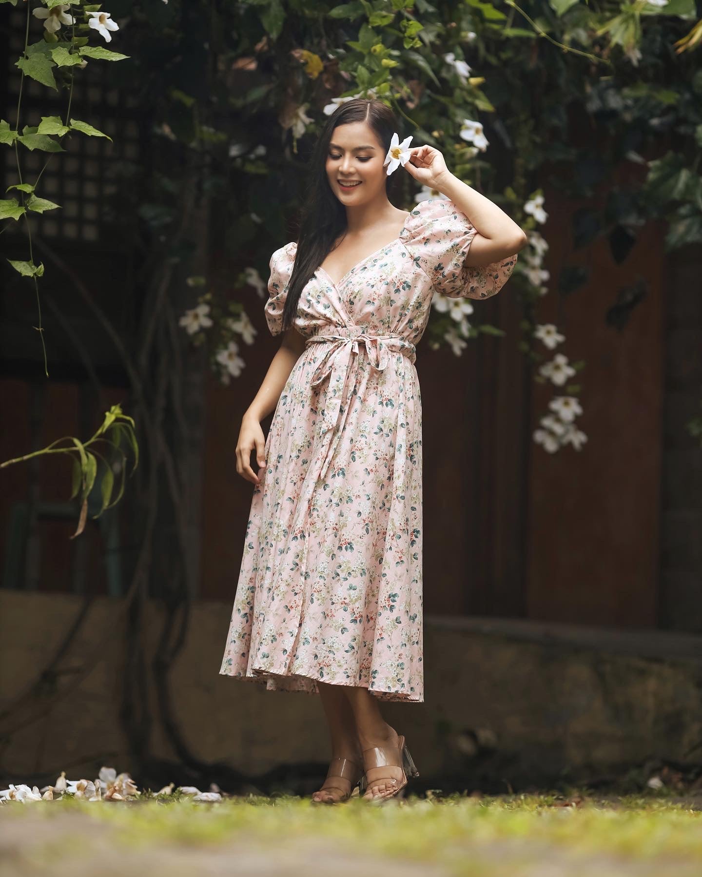 x. Handsewn Scarlet Dress - Floral Prints