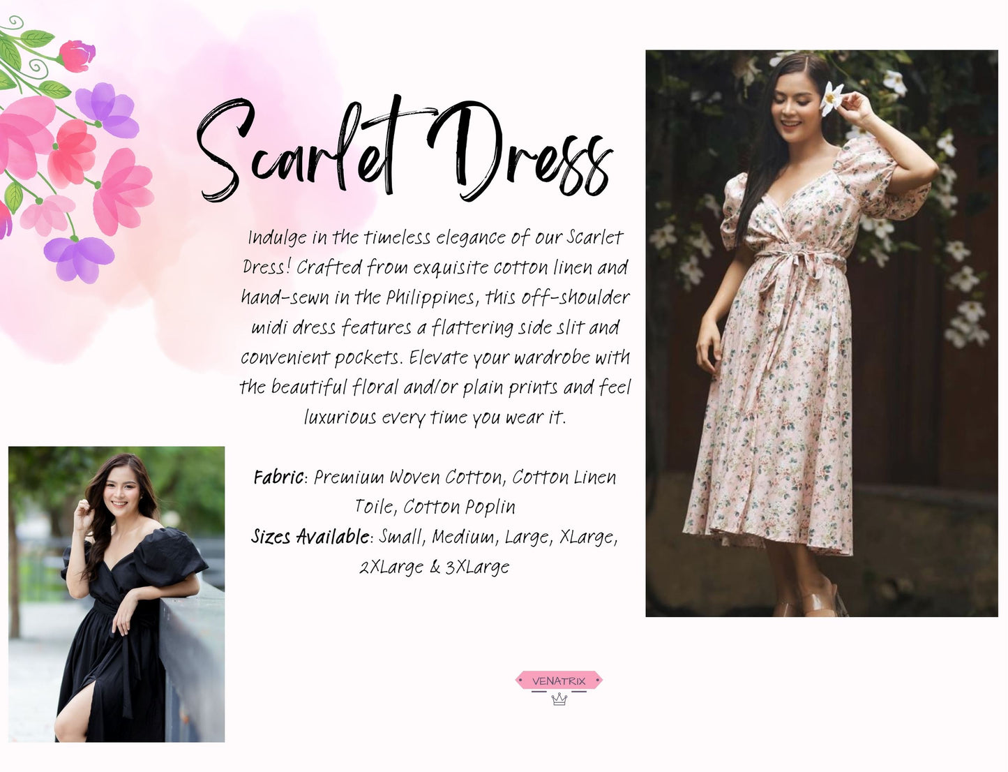 x. Handsewn Scarlet Dress - Toile & Geometric Prints