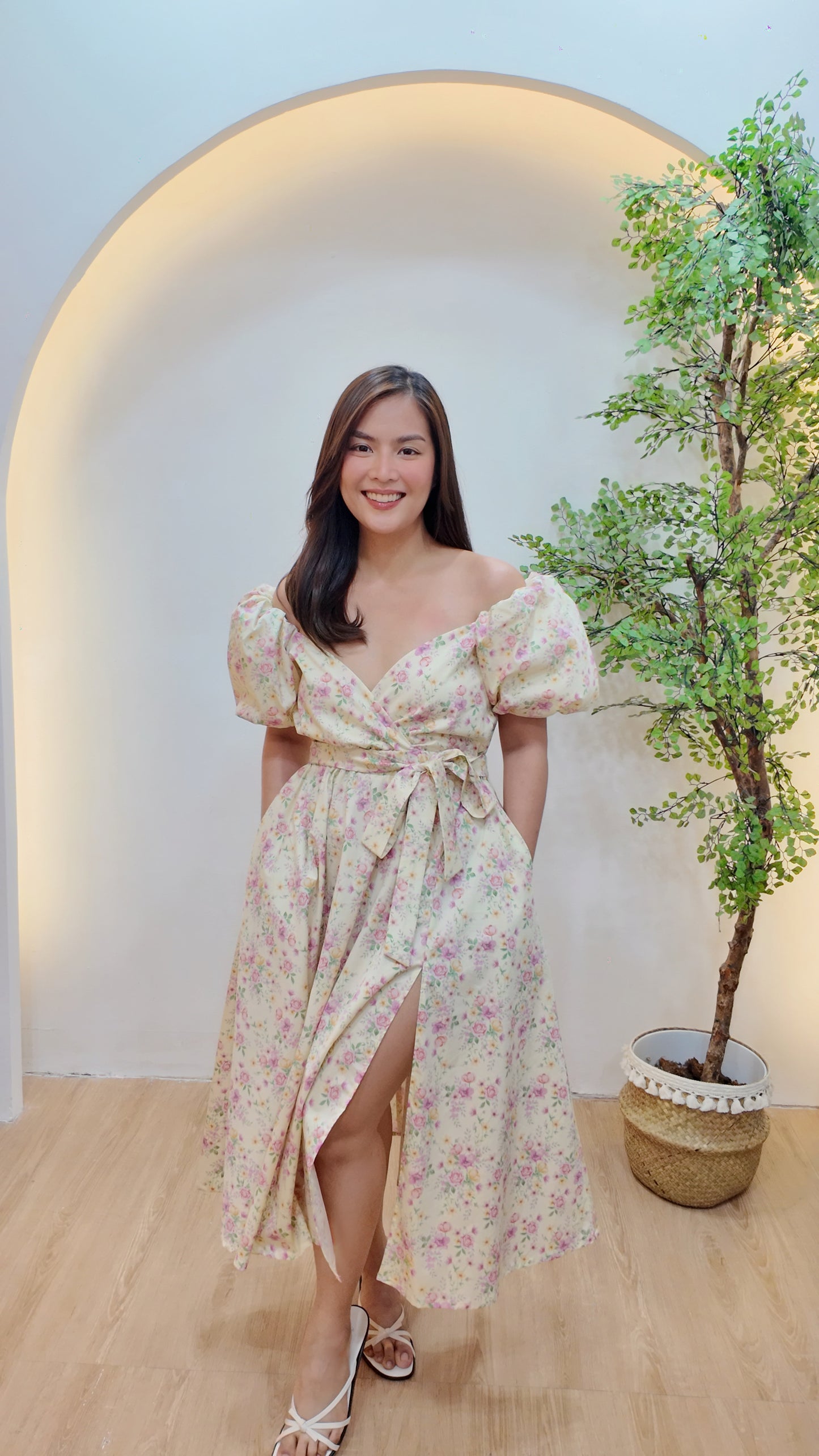 x. Handsewn Scarlet Dress - Floral Prints