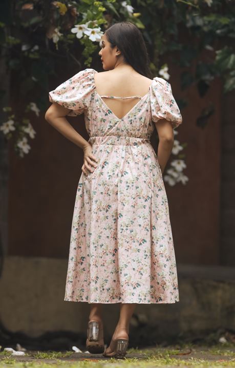x. Handsewn Scarlet Dress - Floral Prints