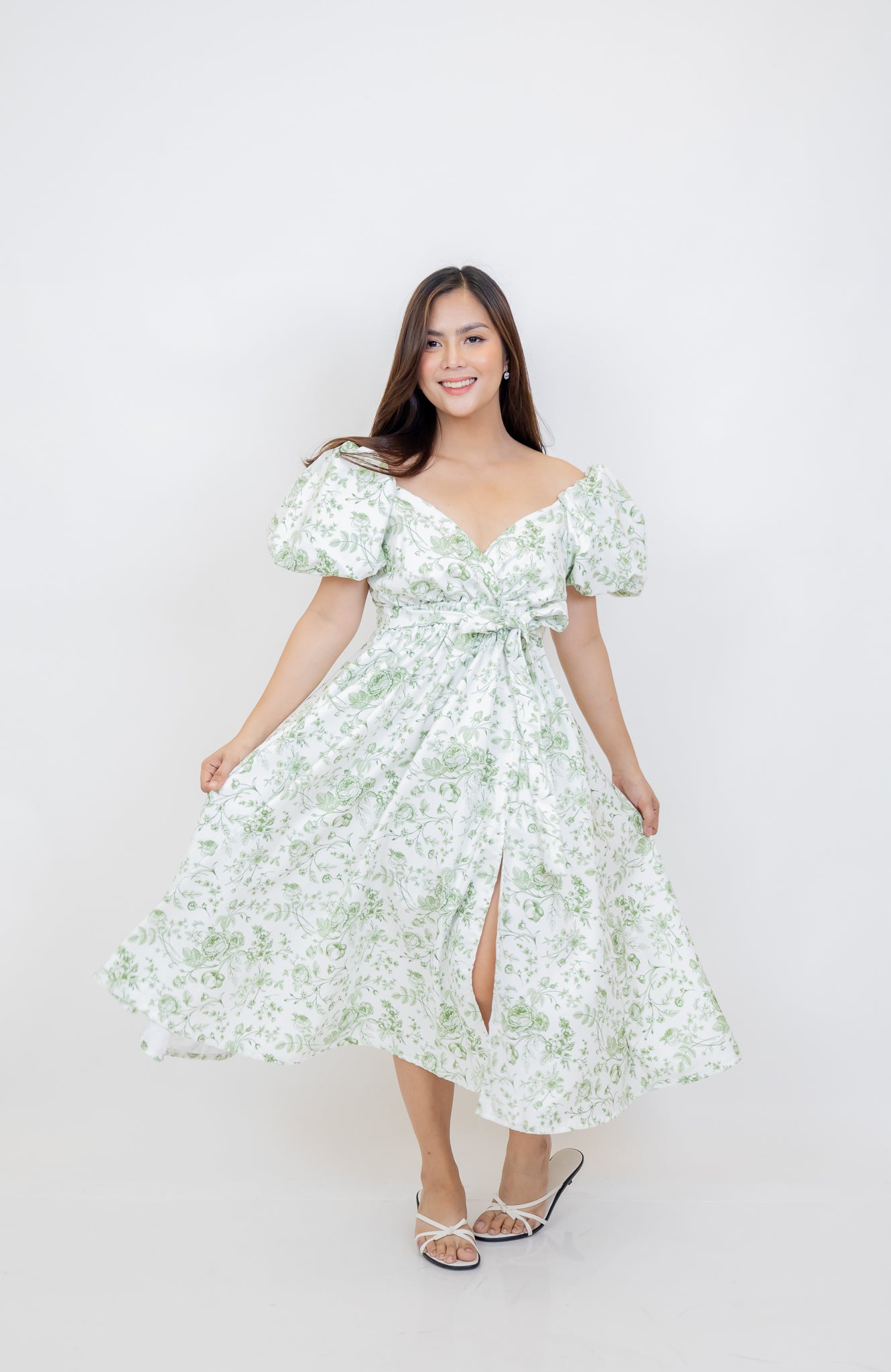 x. Handsewn Scarlet Dress - Floral Prints