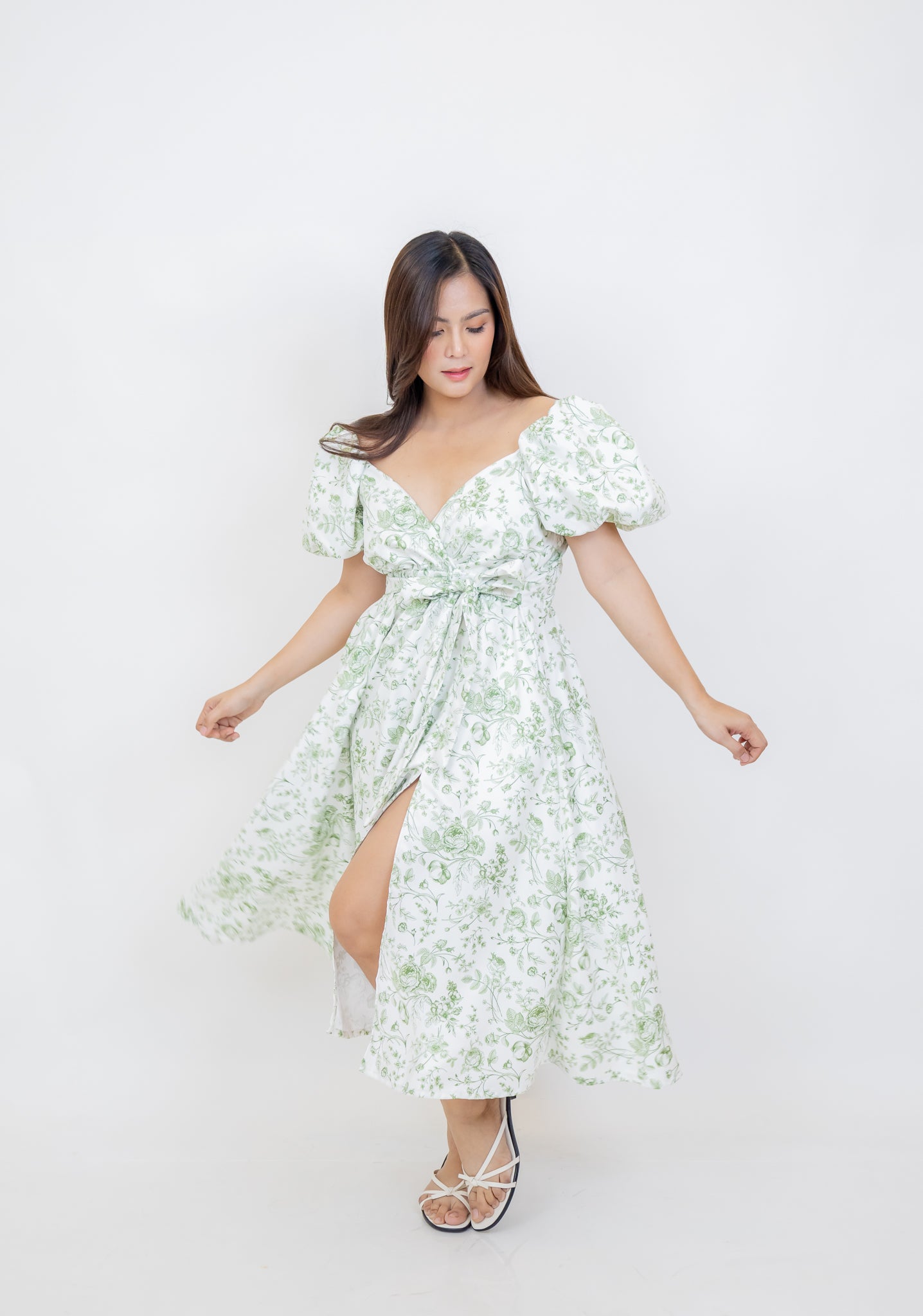 x. Handsewn Scarlet Dress - Floral Prints