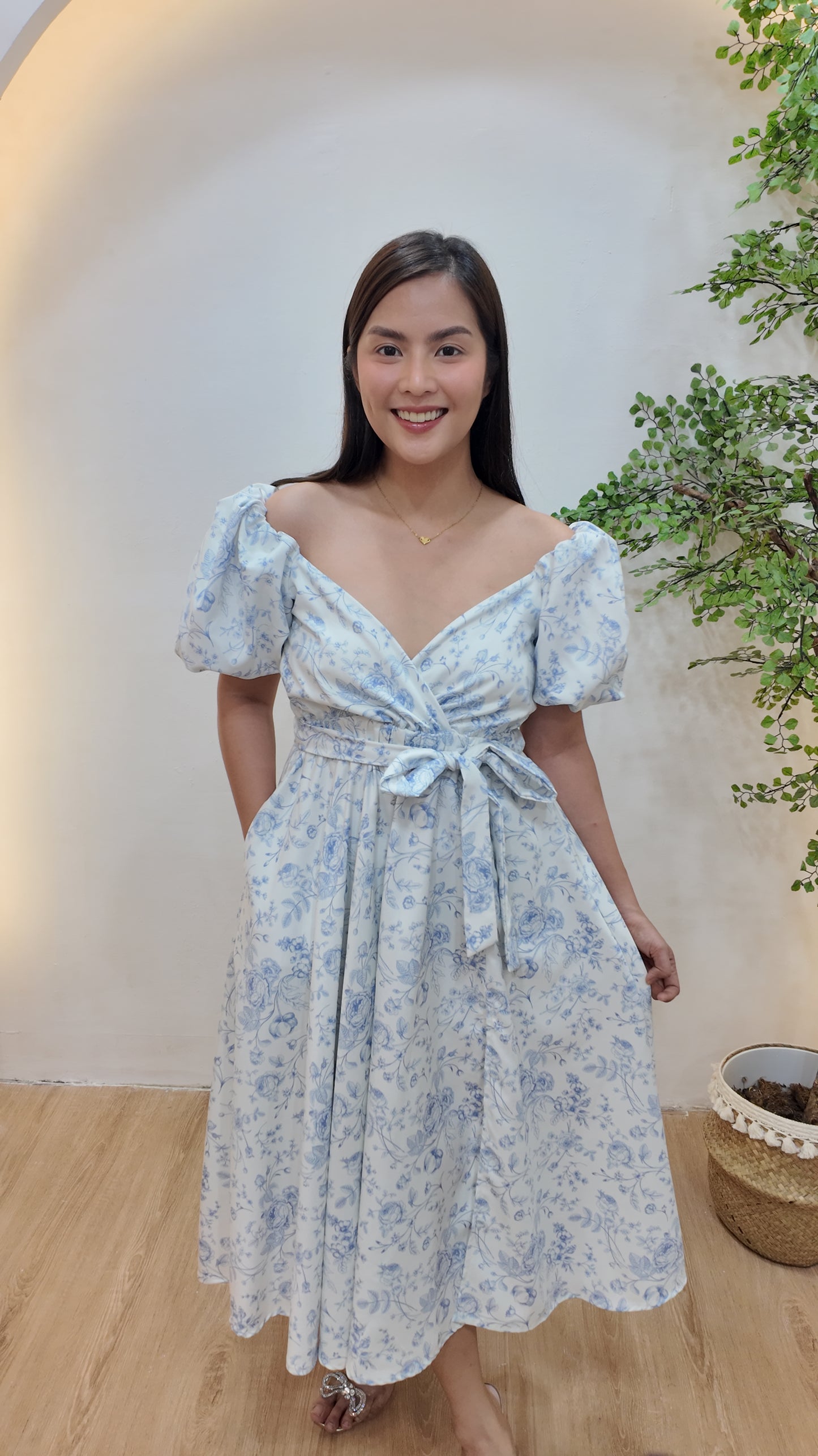 x. Handsewn Scarlet Dress - Floral Prints