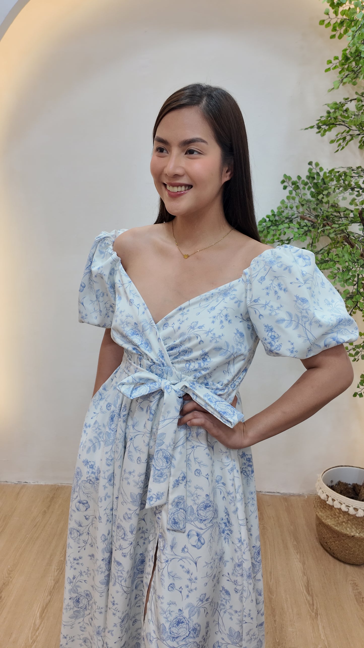 x. Handsewn Scarlet Dress - Floral Prints