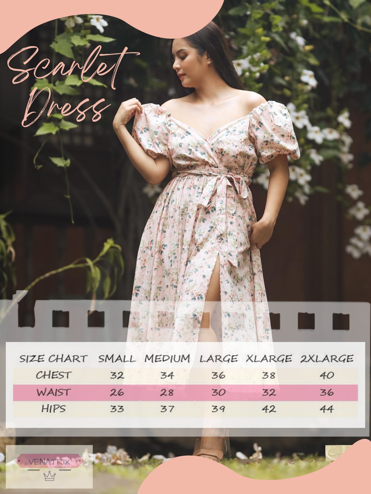 x. Handsewn Scarlet Dress - Floral Prints