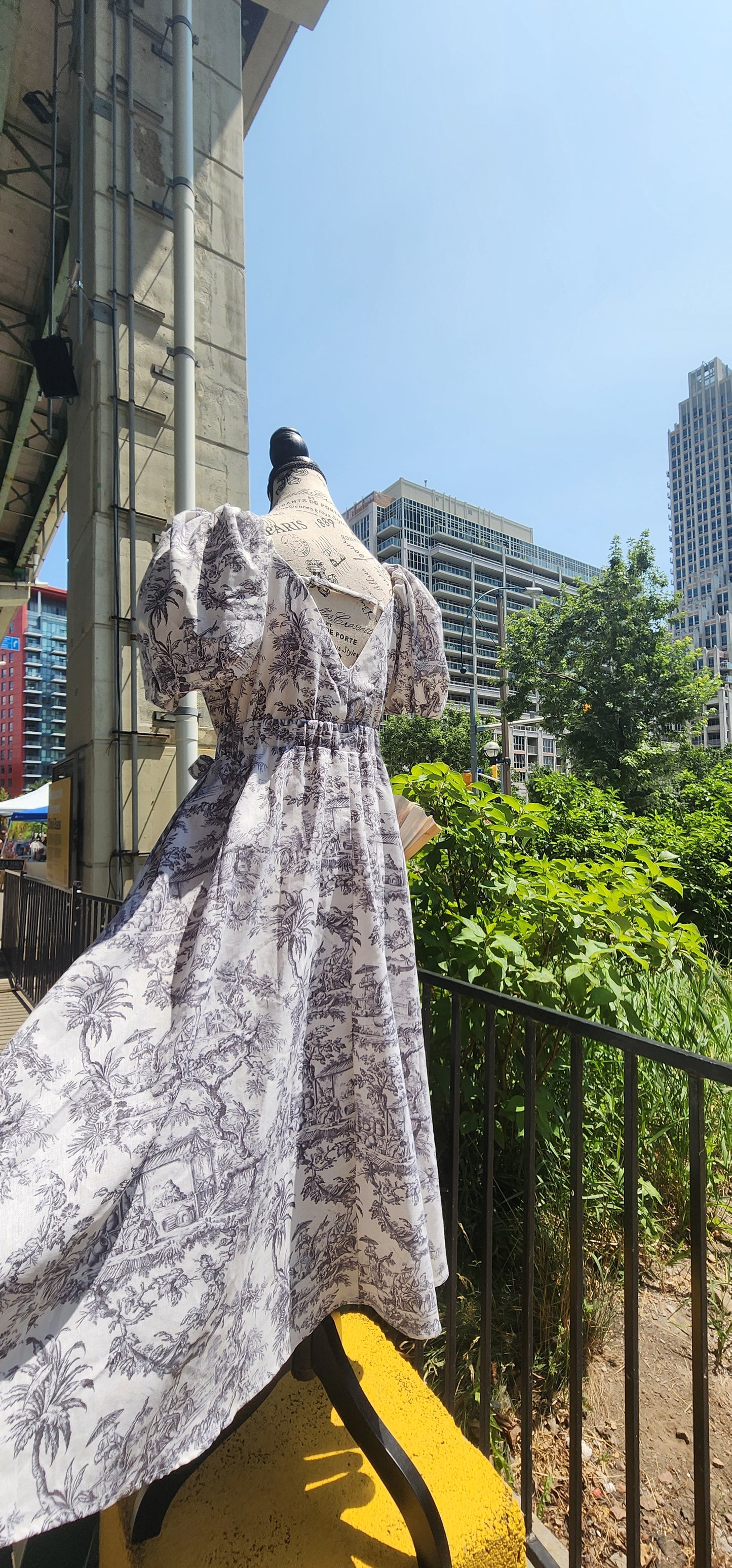 x. Handsewn Scarlet Dress - Toile & Geometric Prints