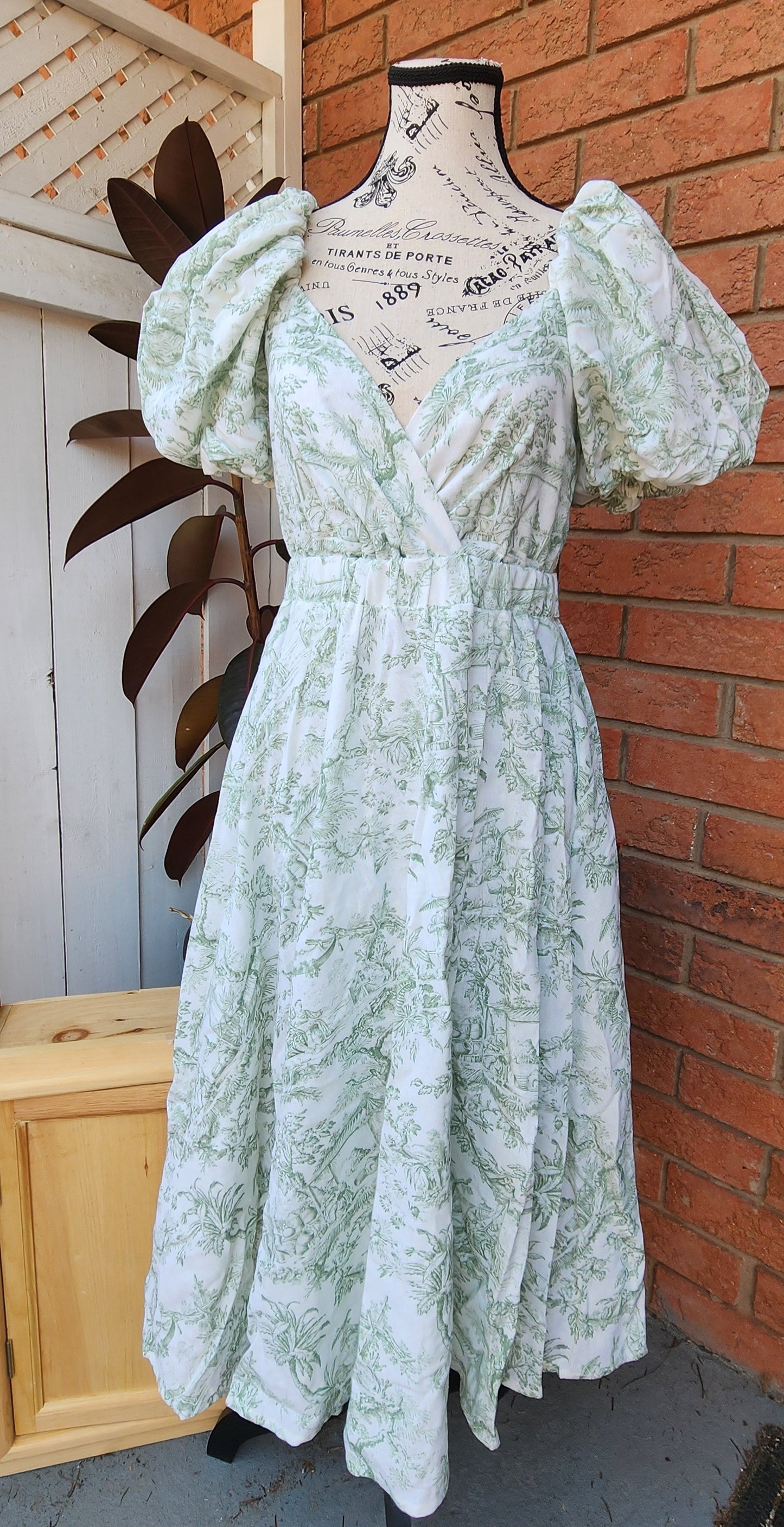 x. Handsewn Scarlet Dress - Toile & Geometric Prints