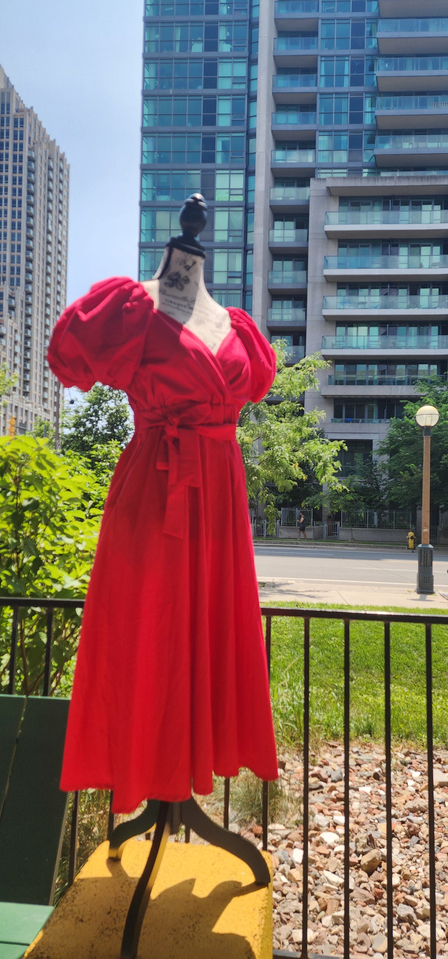 x. Handsewn Scarlet Dress - Plain Prints