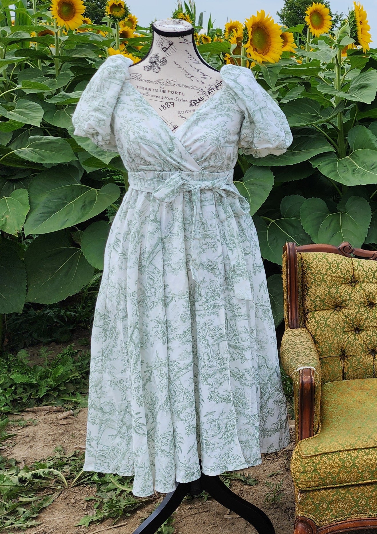 x. Handsewn Scarlet Dress - Toile & Geometric Prints
