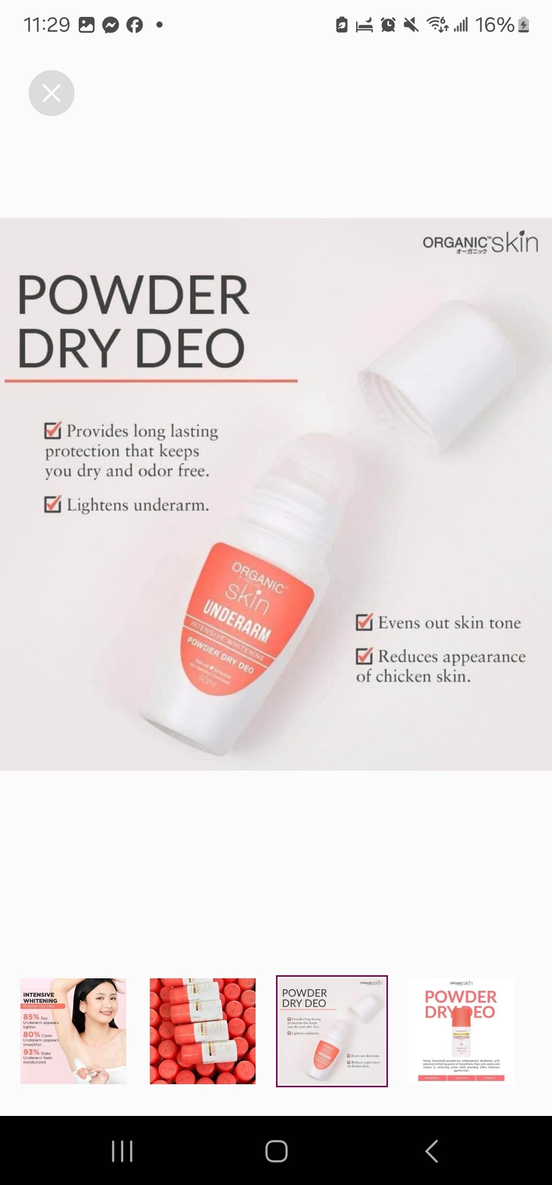 Organic Skin whitening Underarm Deodorant