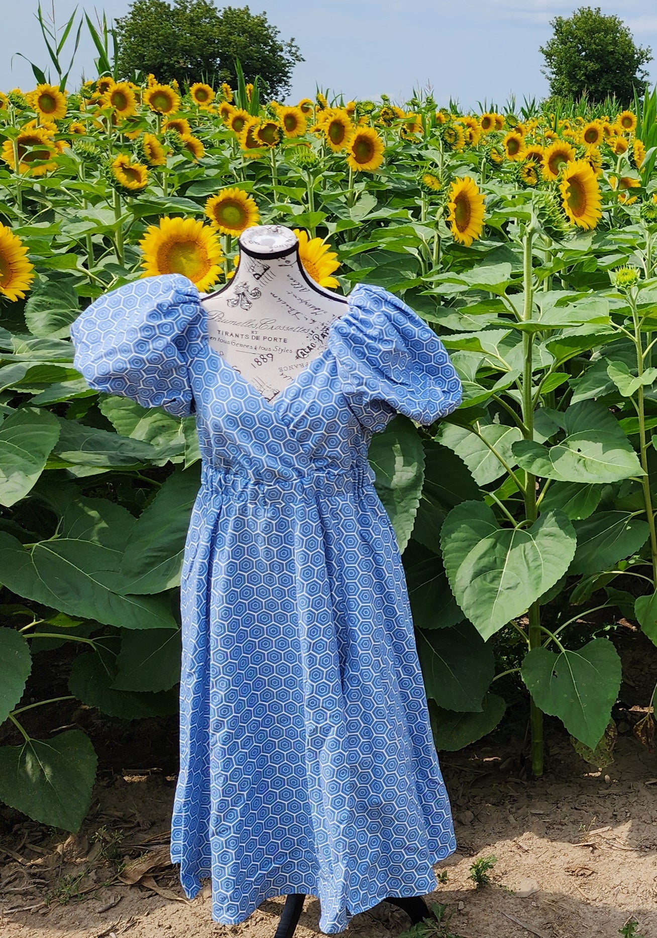 x. Handsewn Scarlet Dress - Toile & Geometric Prints