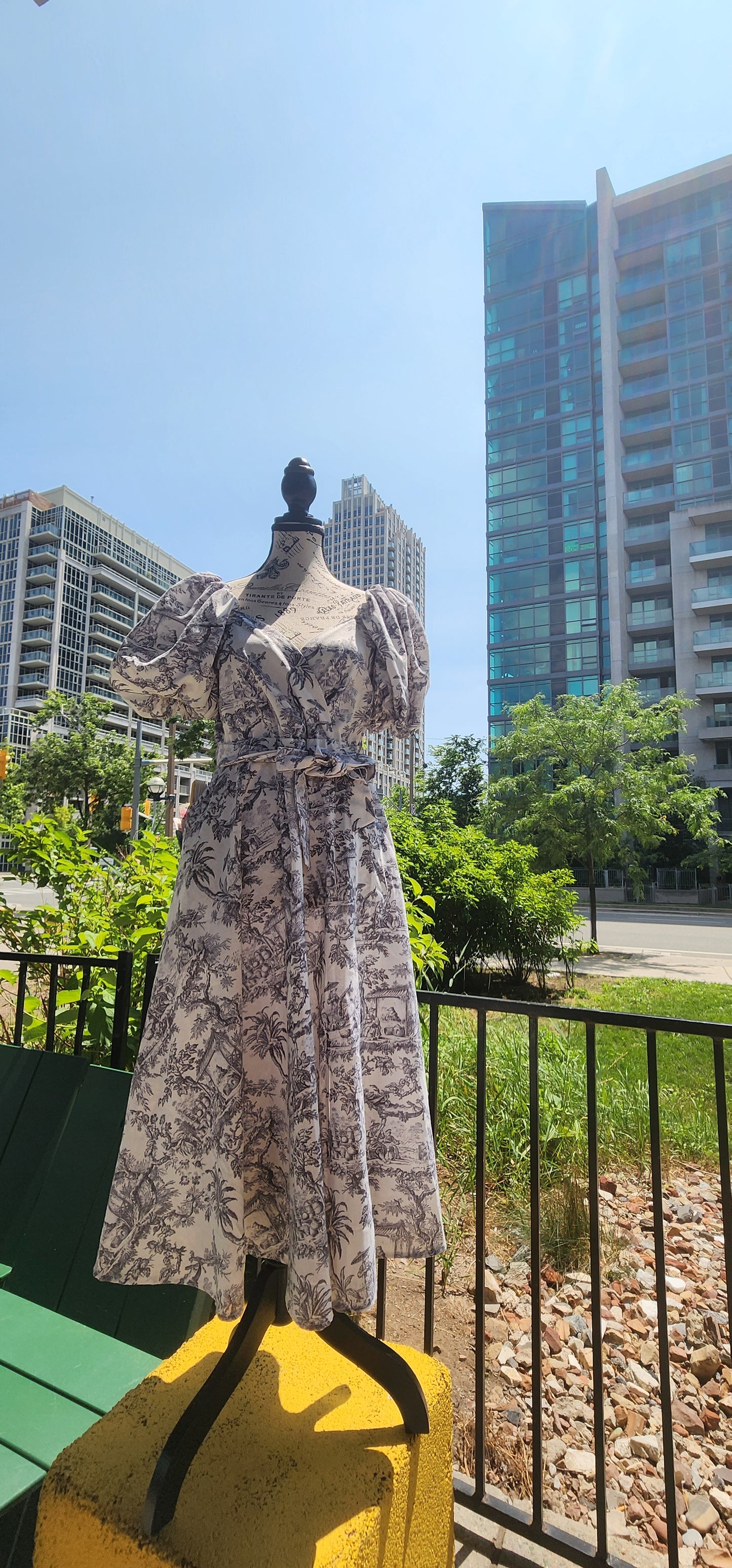 x. Handsewn Scarlet Dress - Toile & Geometric Prints