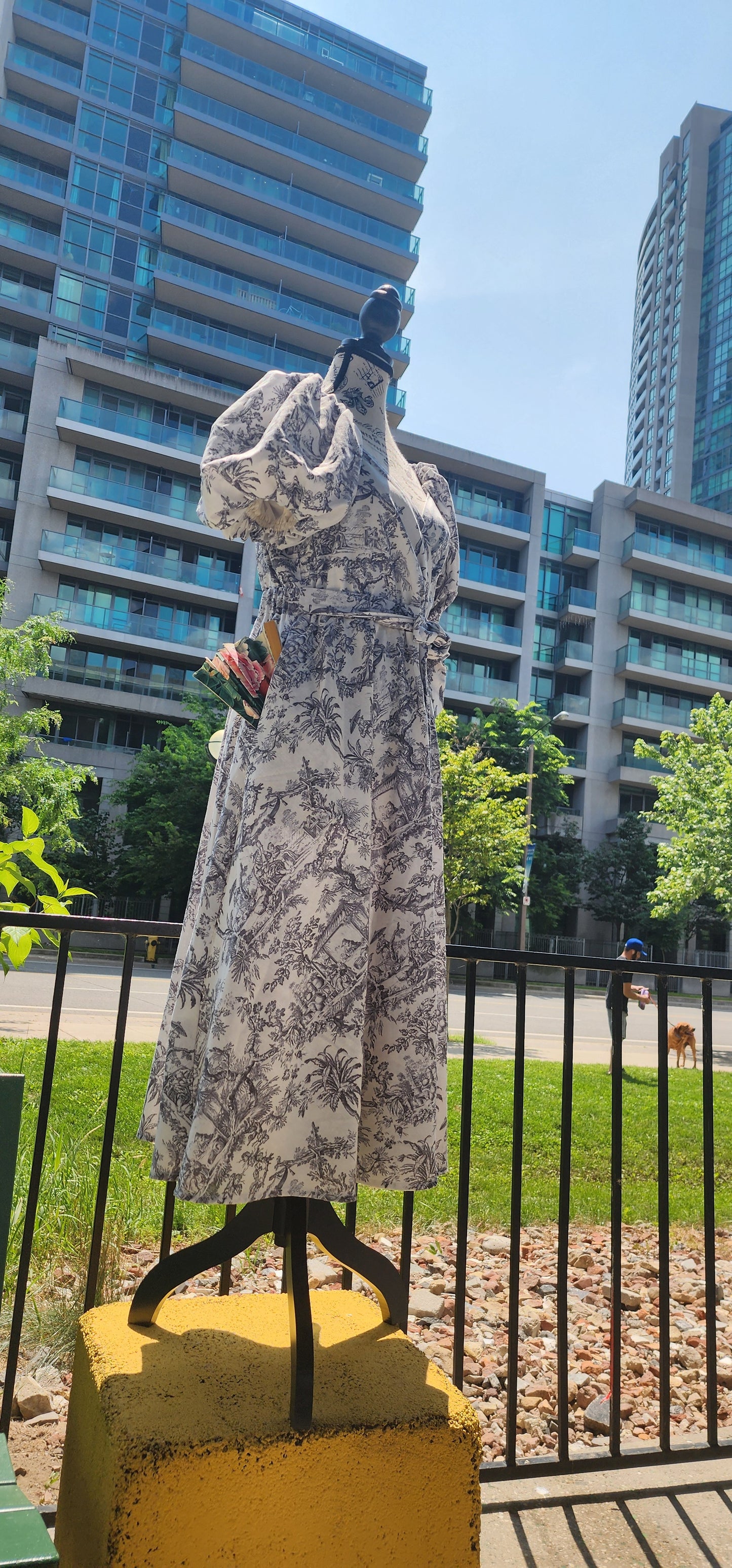 x. Handsewn Scarlet Dress - Toile & Geometric Prints