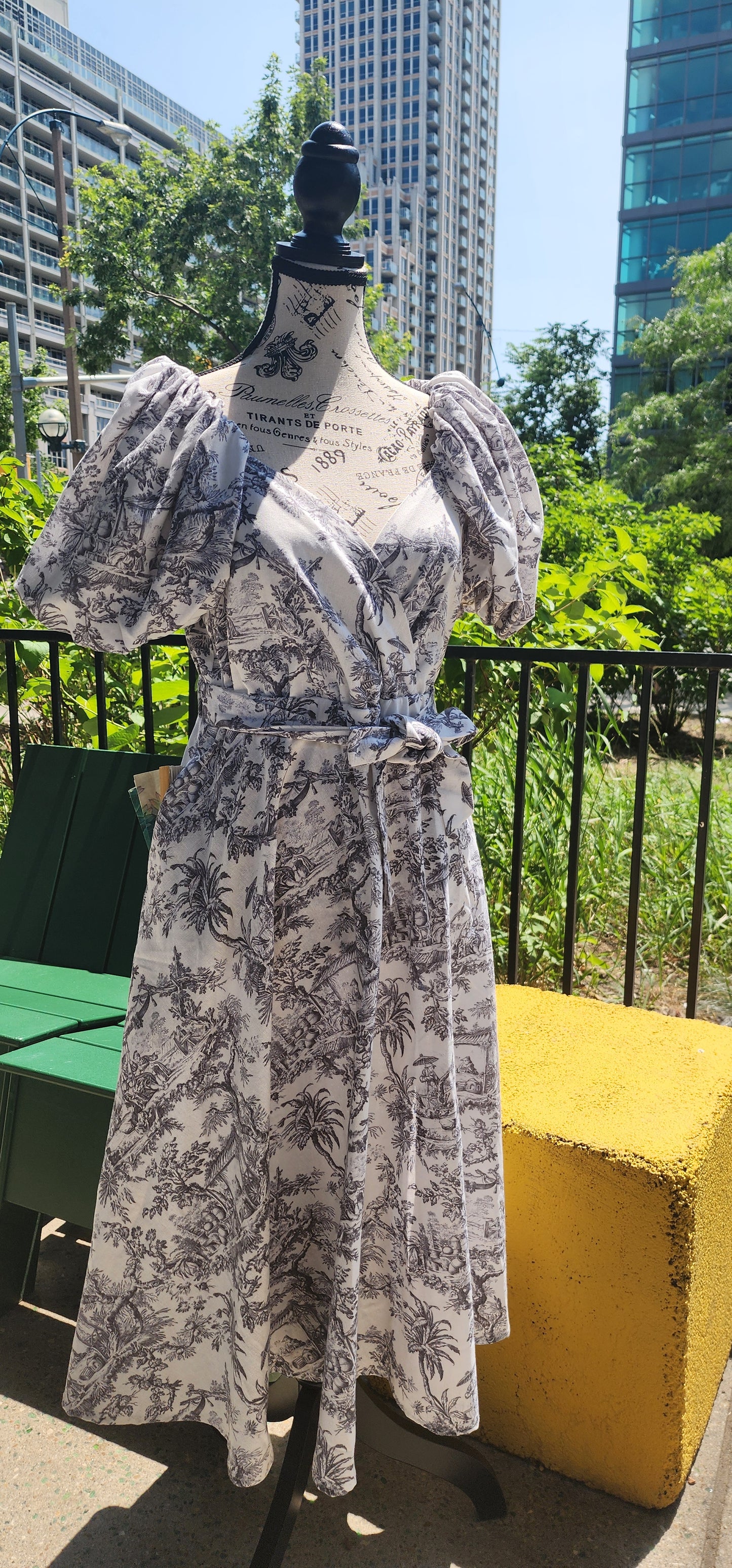 x. Handsewn Scarlet Dress - Toile & Geometric Prints