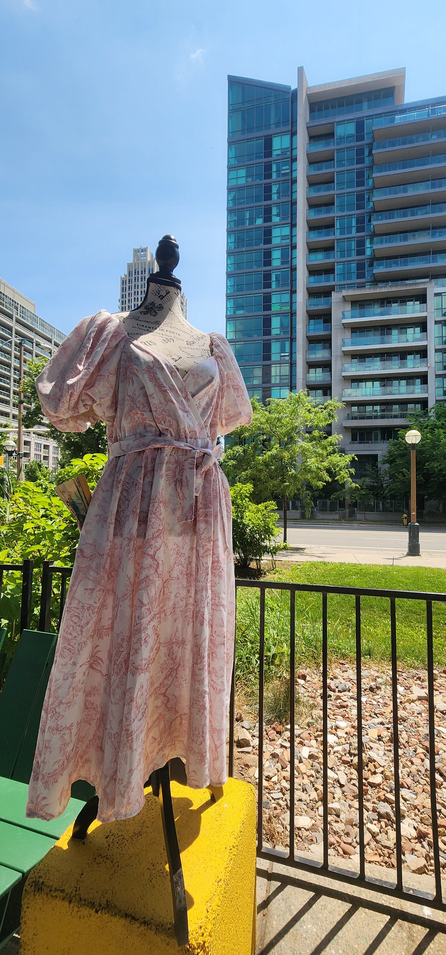 x. Handsewn Scarlet Dress - Toile & Geometric Prints