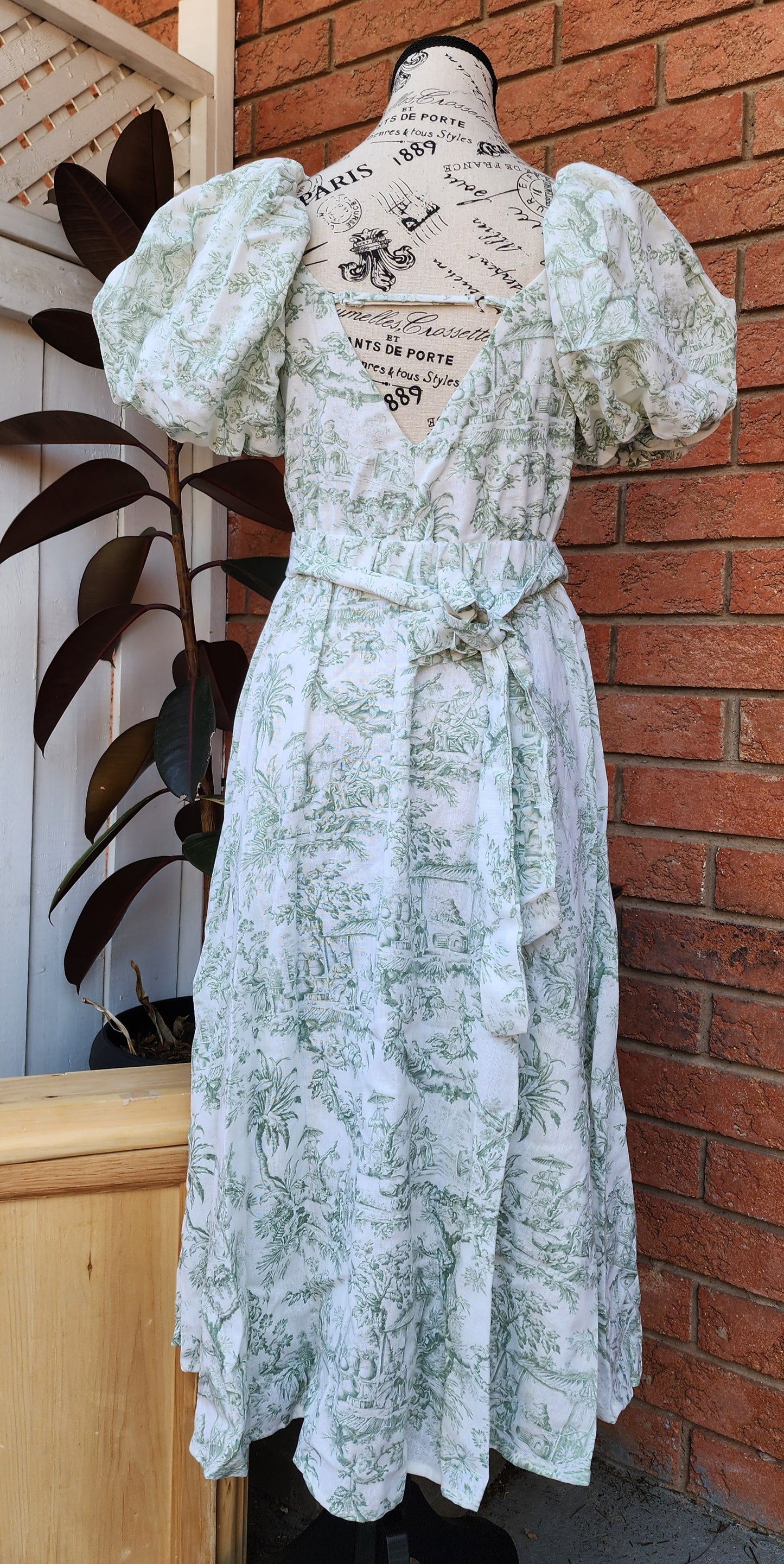 x. Handsewn Scarlet Dress - Toile & Geometric Prints