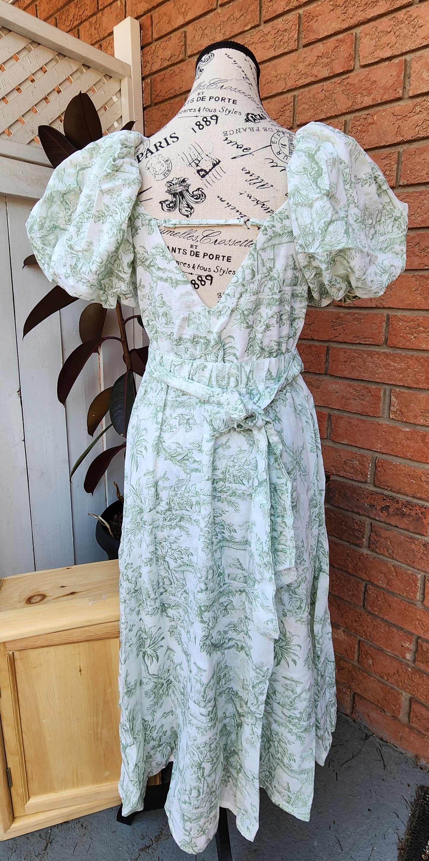 x. Handsewn Scarlet Dress - Toile & Geometric Prints