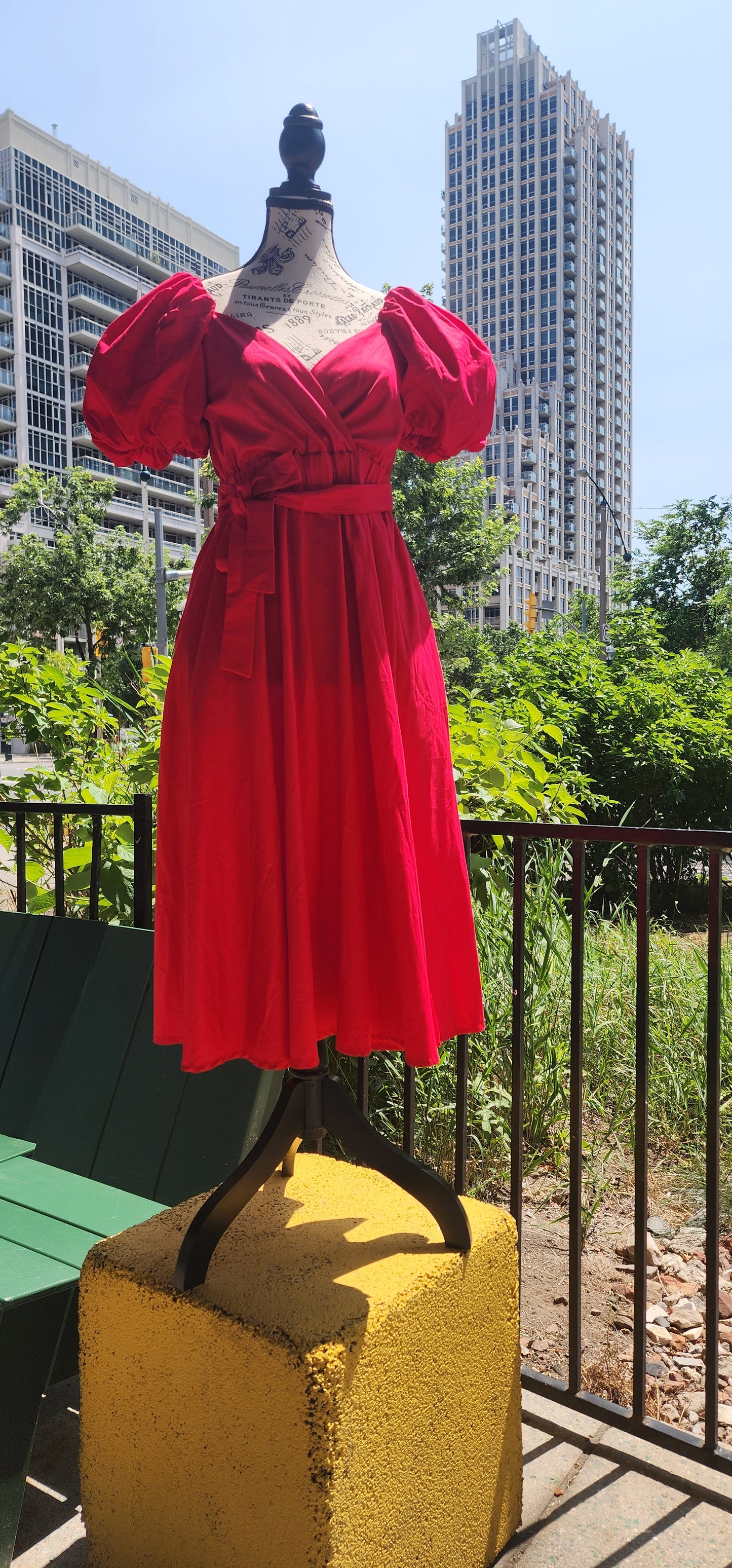 x. Handsewn Scarlet Dress - Plain Prints