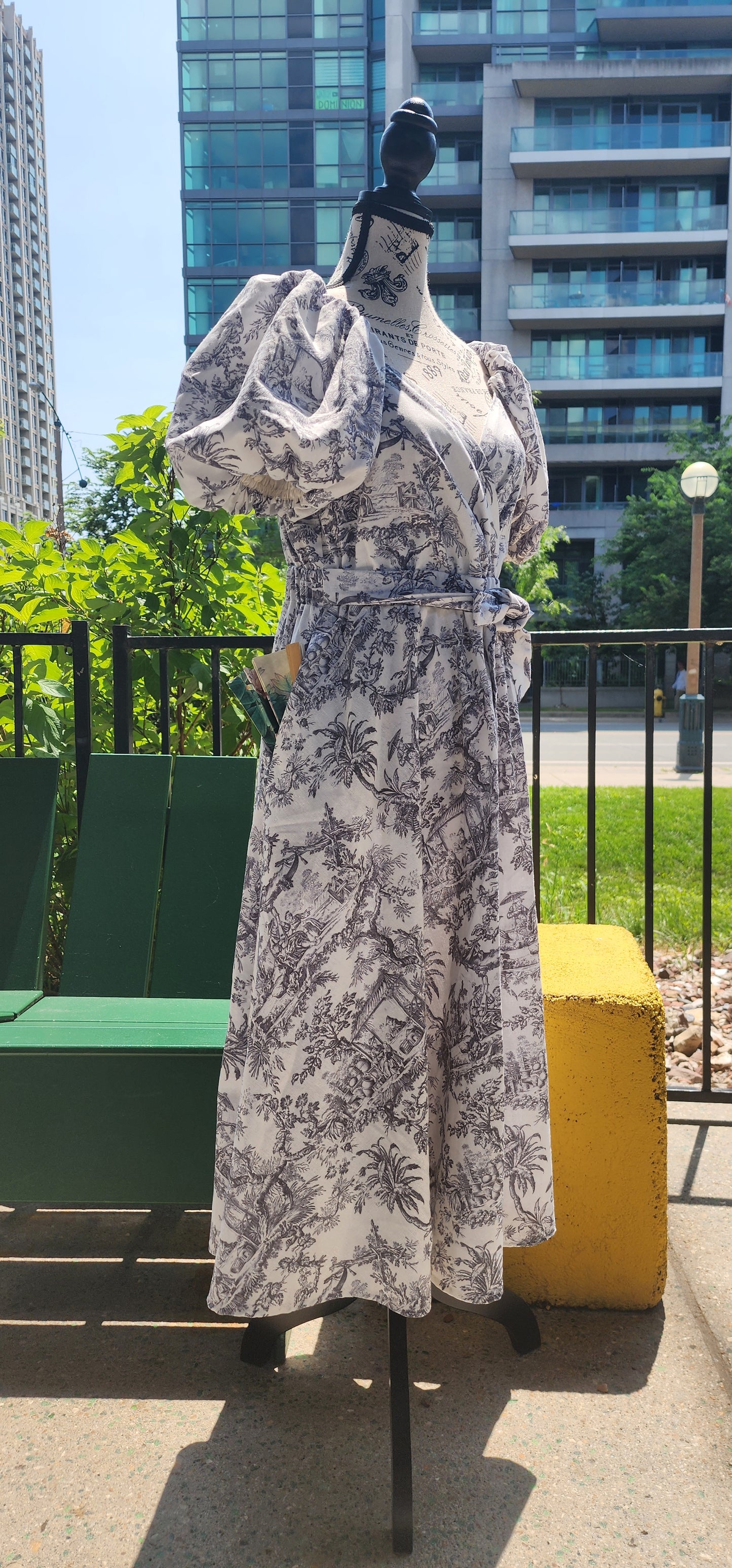 x. Handsewn Scarlet Dress - Toile & Geometric Prints