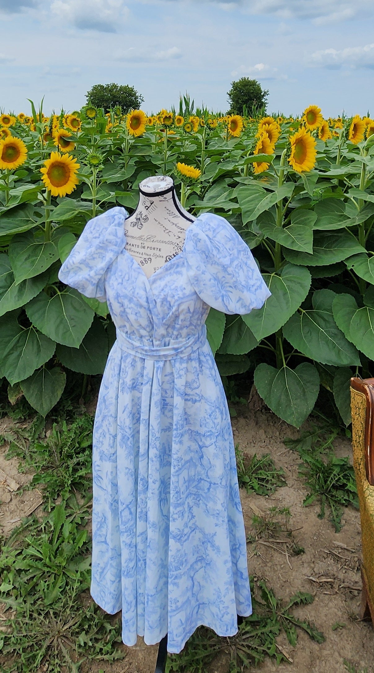 x. Handsewn Scarlet Dress - Toile & Geometric Prints