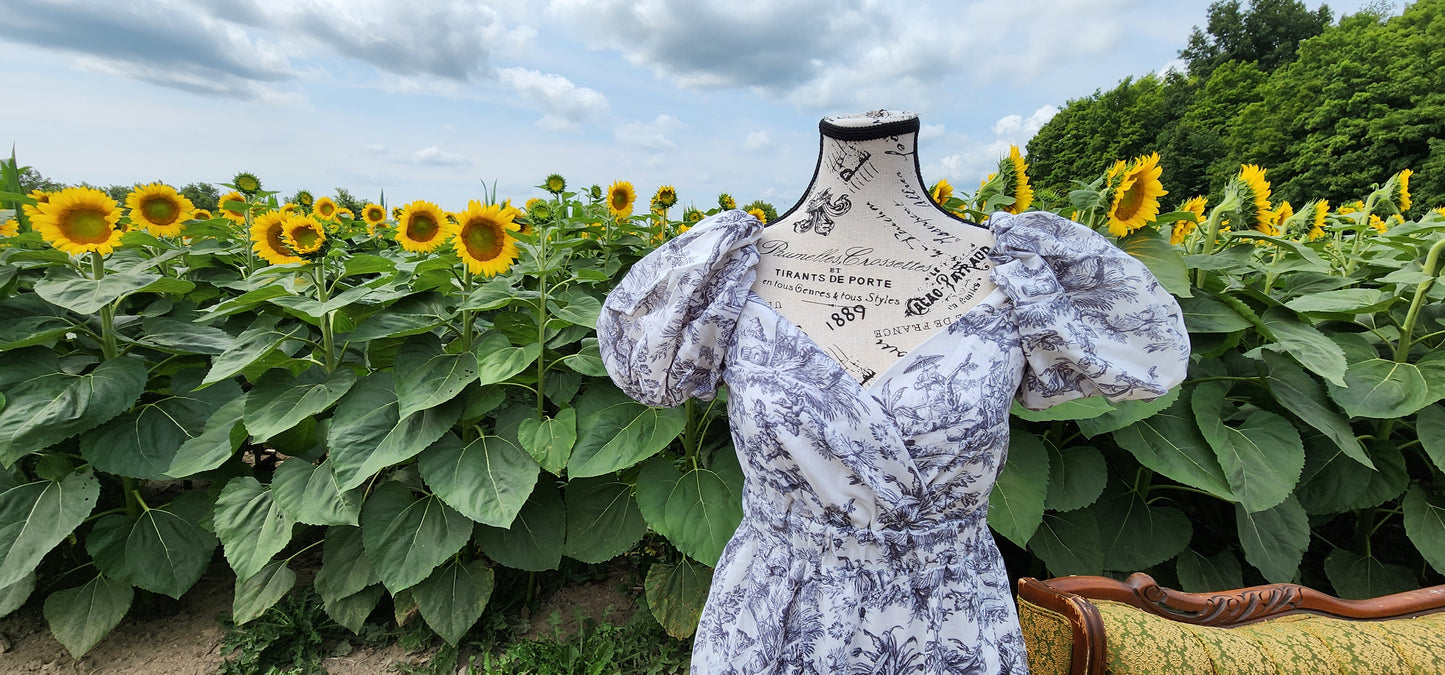 x. Handsewn Scarlet Dress - Toile & Geometric Prints