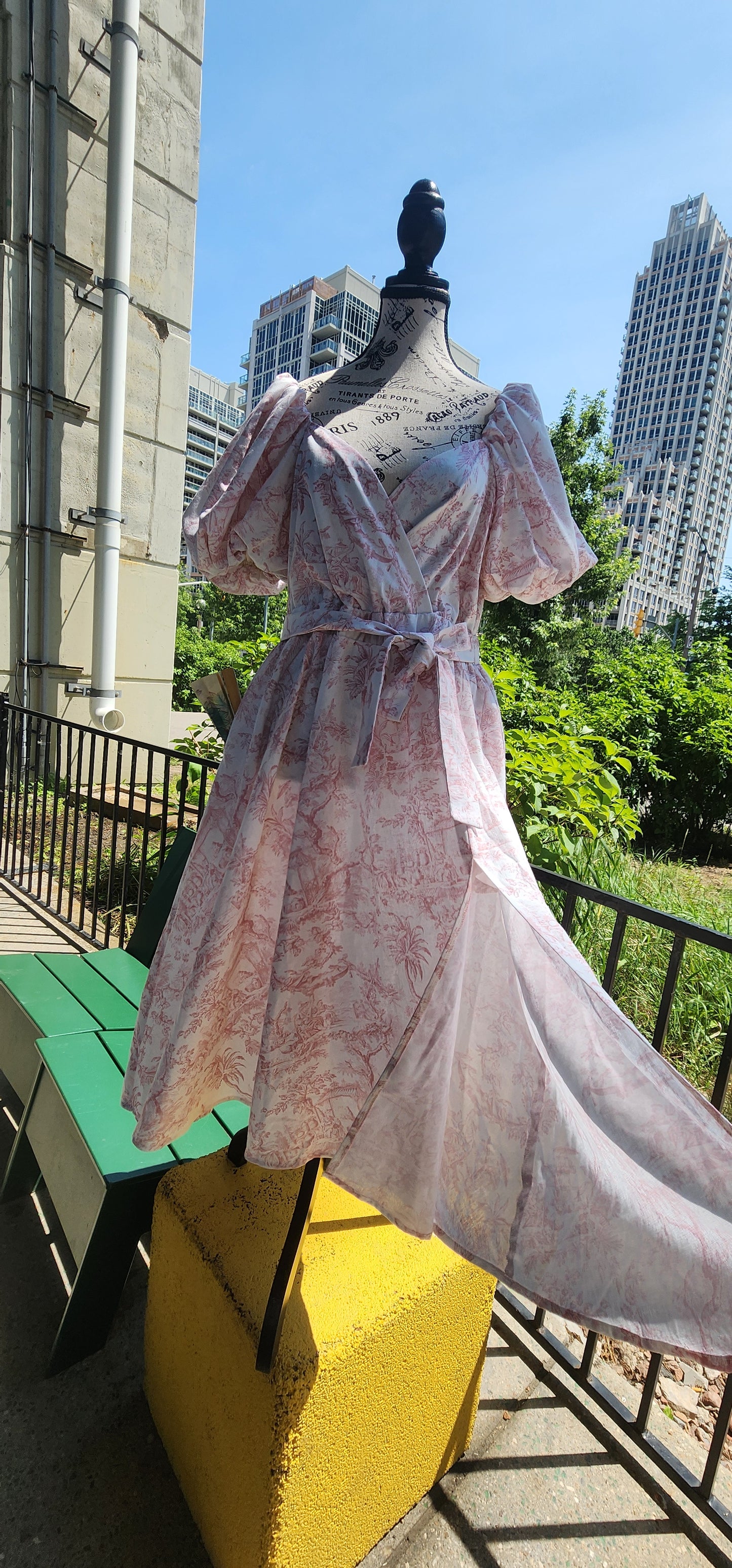 x. Handsewn Scarlet Dress - Toile & Geometric Prints