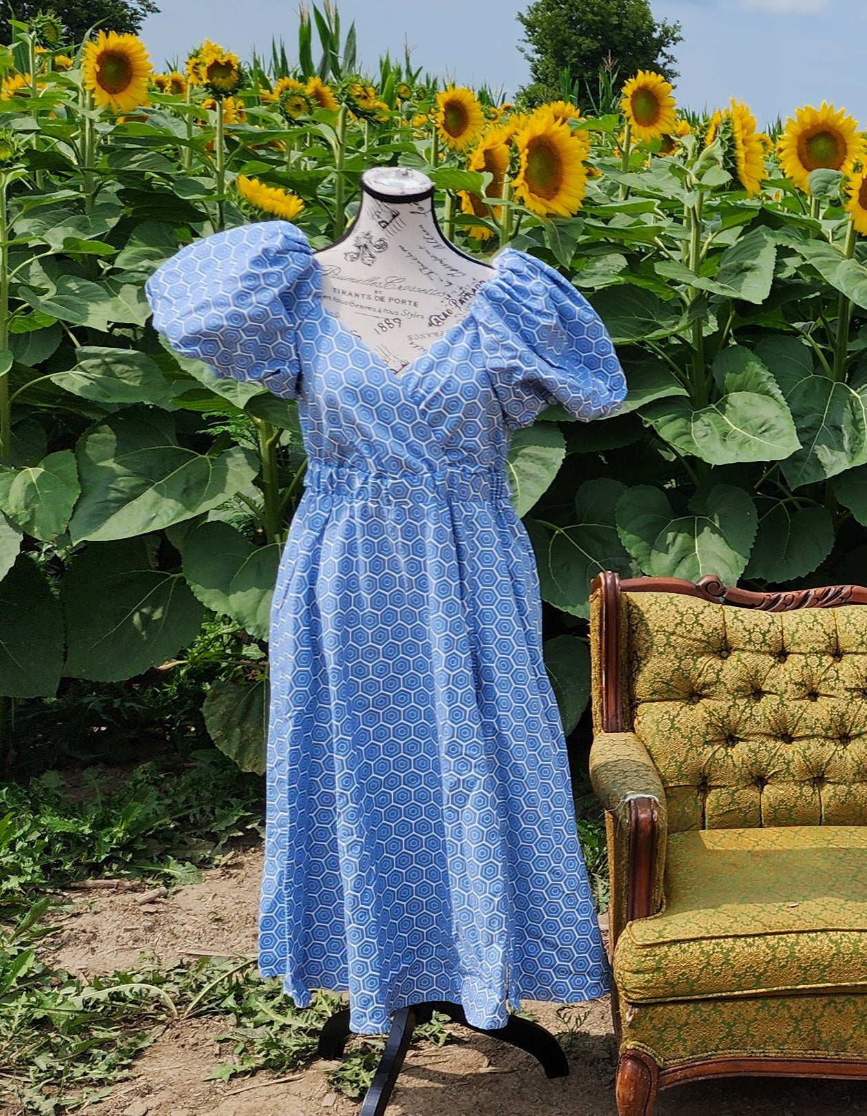 x. Handsewn Scarlet Dress - Toile & Geometric Prints