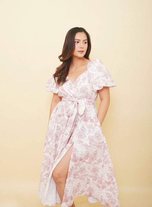 x. Handsewn Scarlet Dress - Toile & Geometric Prints