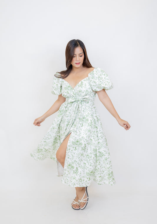 x. Handsewn Scarlet Dress - Floral Prints