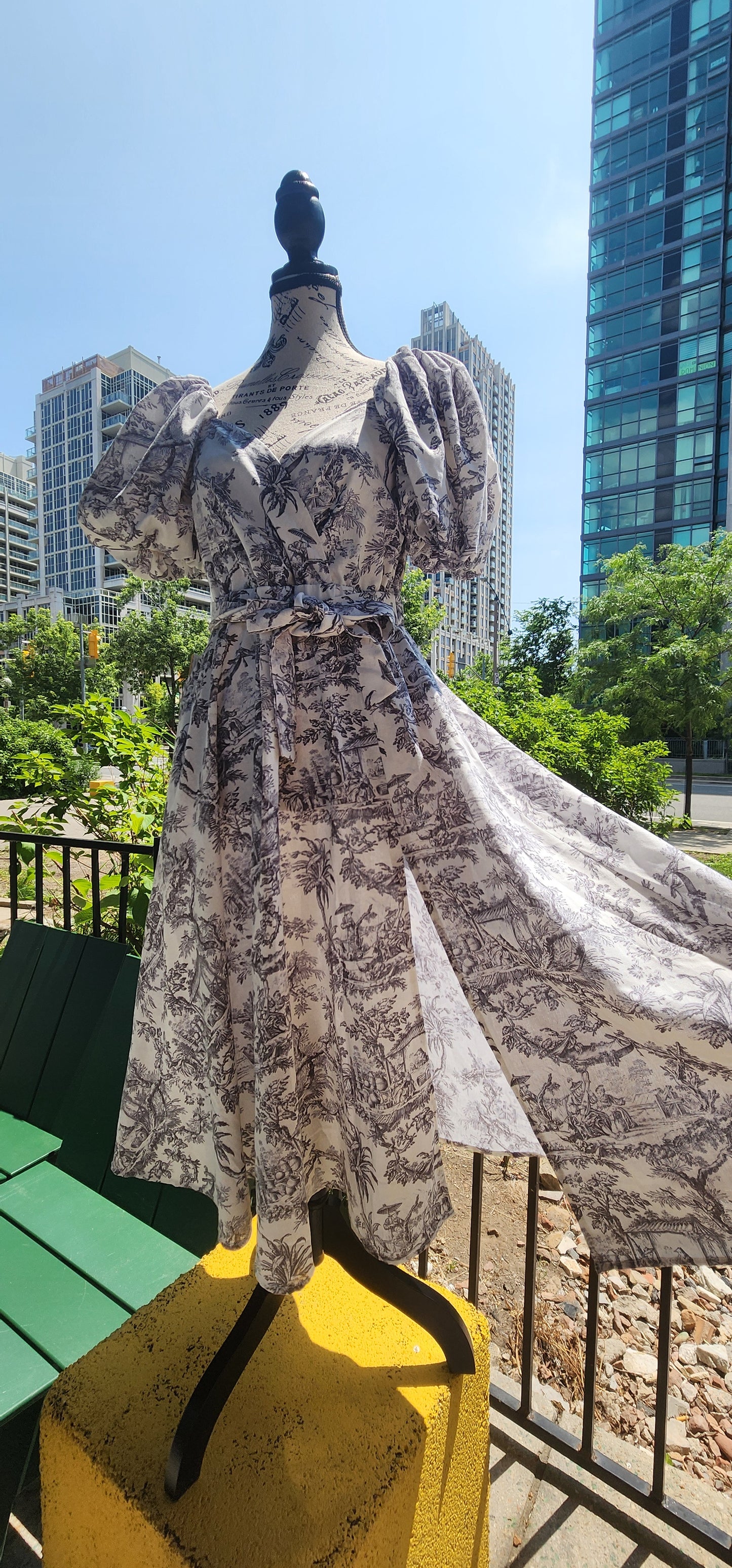 x. Handsewn Scarlet Dress - Toile & Geometric Prints