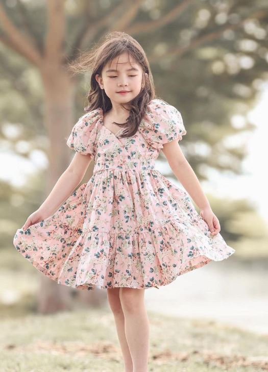 x. Handsewn Scarlet Mini Dress for Girls